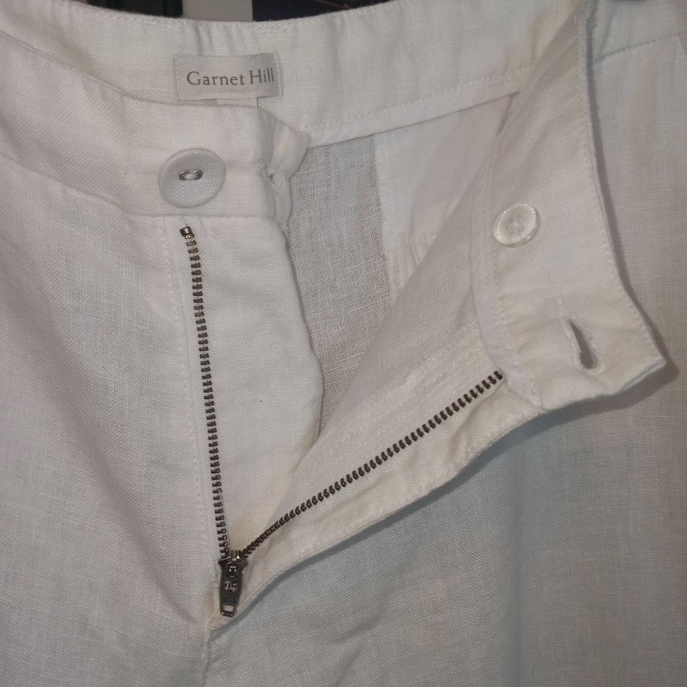Garnet Hill Modern Linen Wide Leg Trouser Pants White Size 18 - Picture 9 of 15